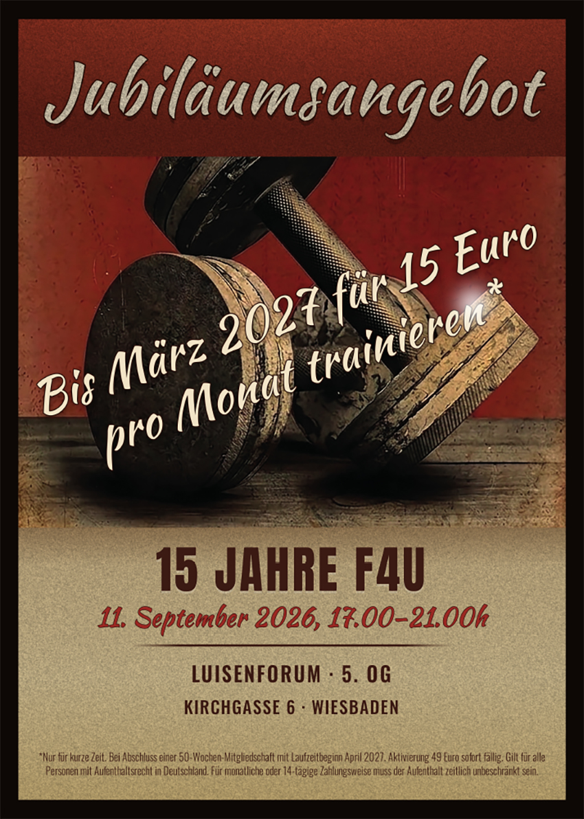 F4U Jubiläumsangebot für 15 Euro pro Monat
