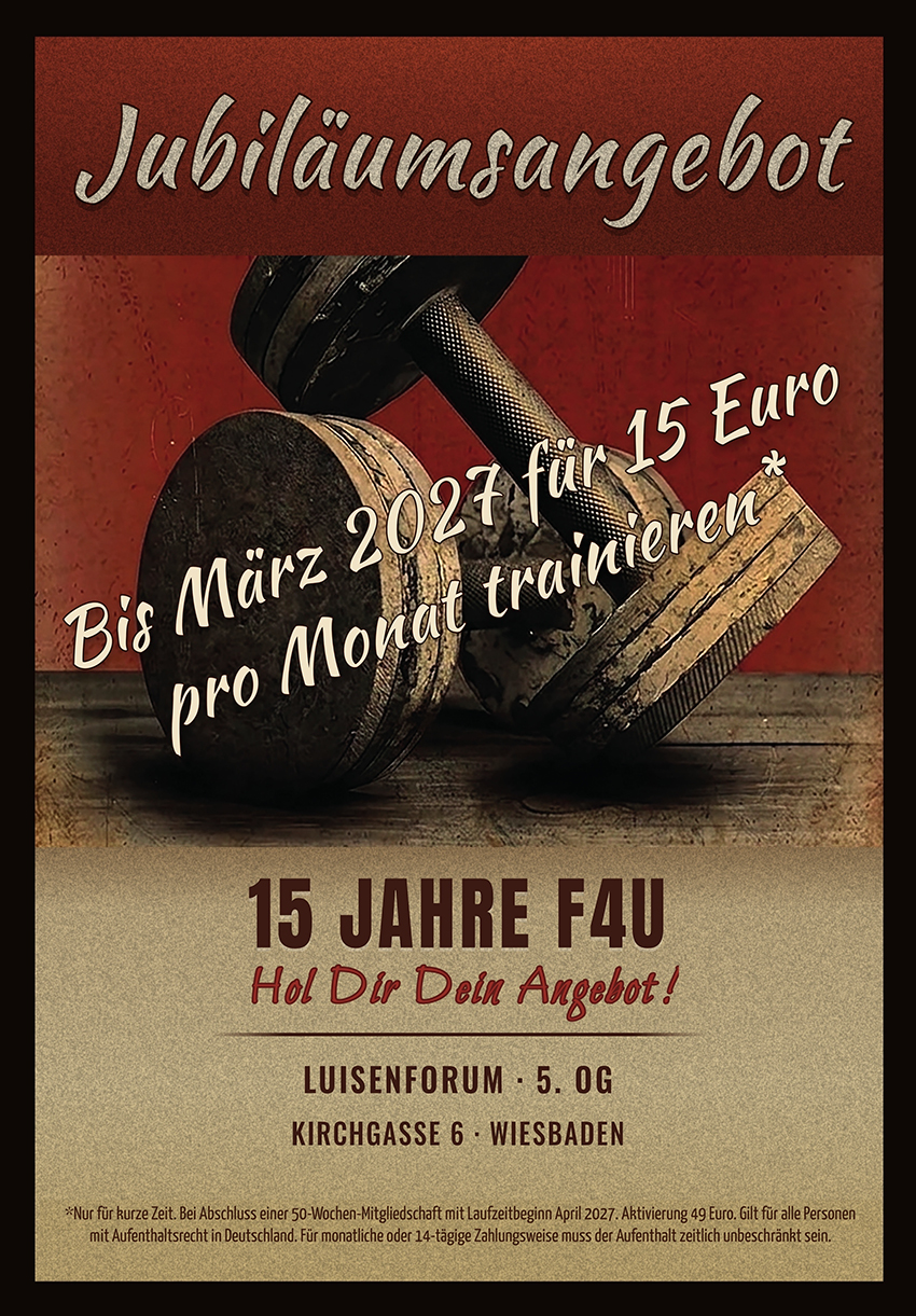 F4U Jubiläumsangebot für 15 Euro pro Monat