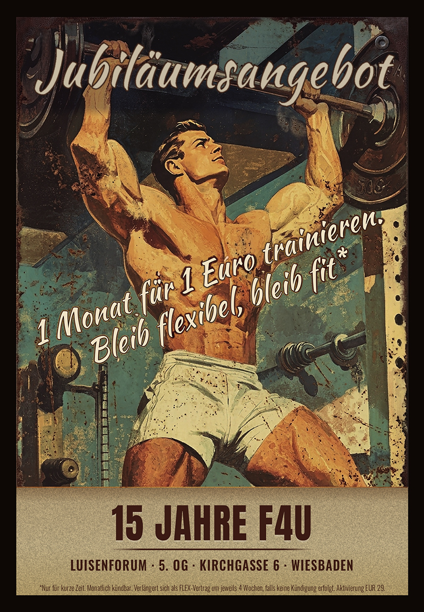 F4U Jubiläumsangebot, 1 Monat für 1 Euro trainieren