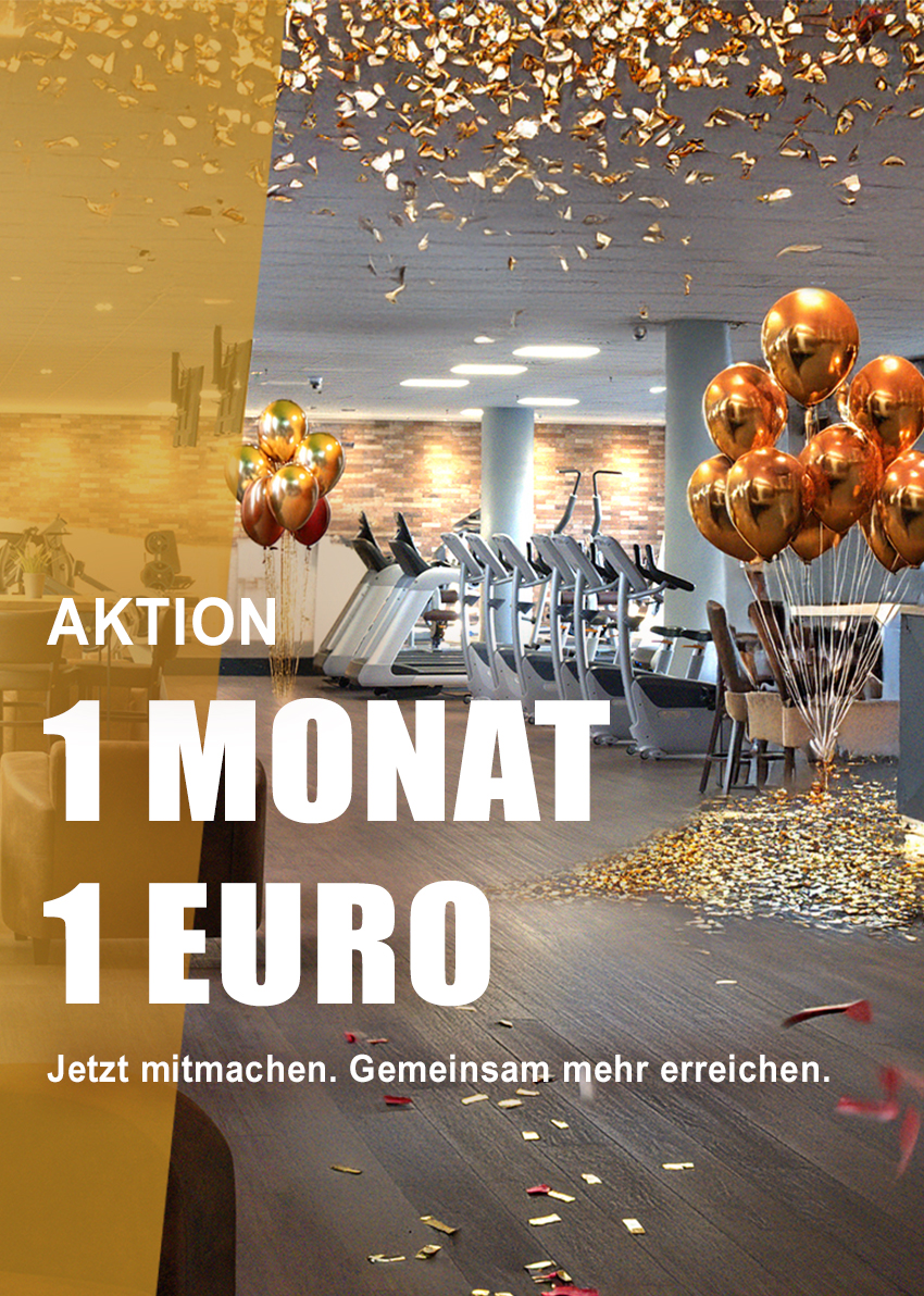 Aktionsmotiv, Blick durch durch den Fitnessclub, Ballons und Konfetti